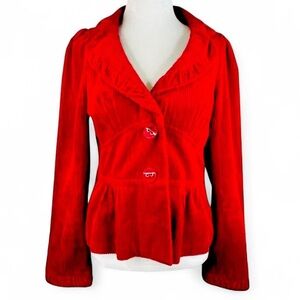 Elevenses Bold Red Corduroy Blazer